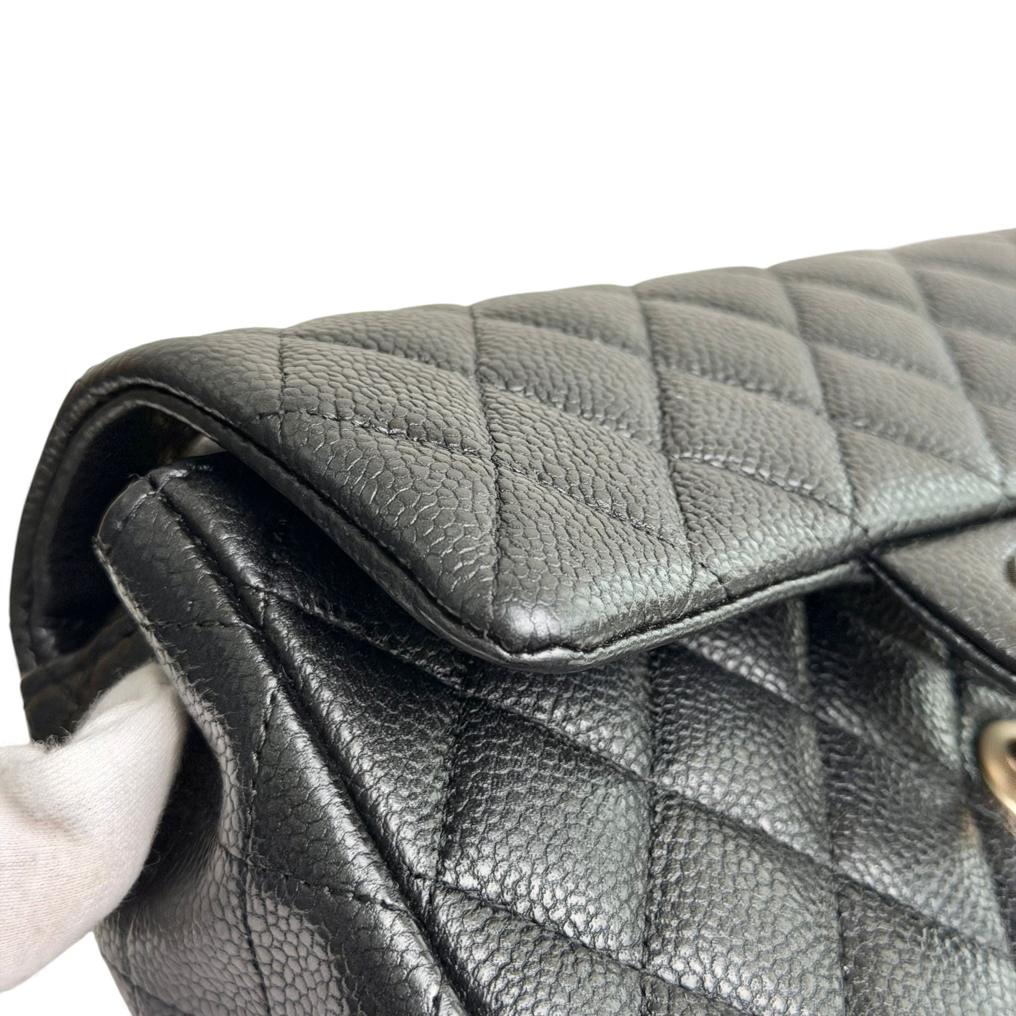 Chanel Classic Mini Black Caviar, Gold-tone Hardware