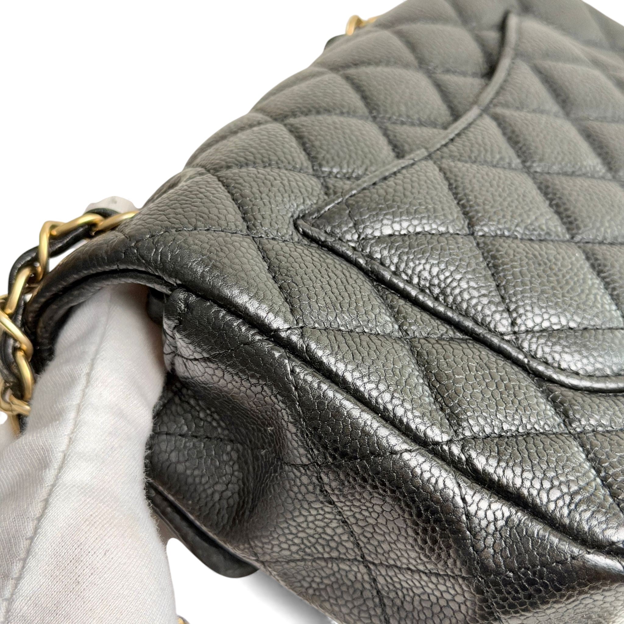 Chanel Classic Mini Black Caviar, Gold-tone Hardware