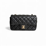 将图片加载到图库查看器，Chanel Classic Mini Black Caviar, Gold-tone Hardware
