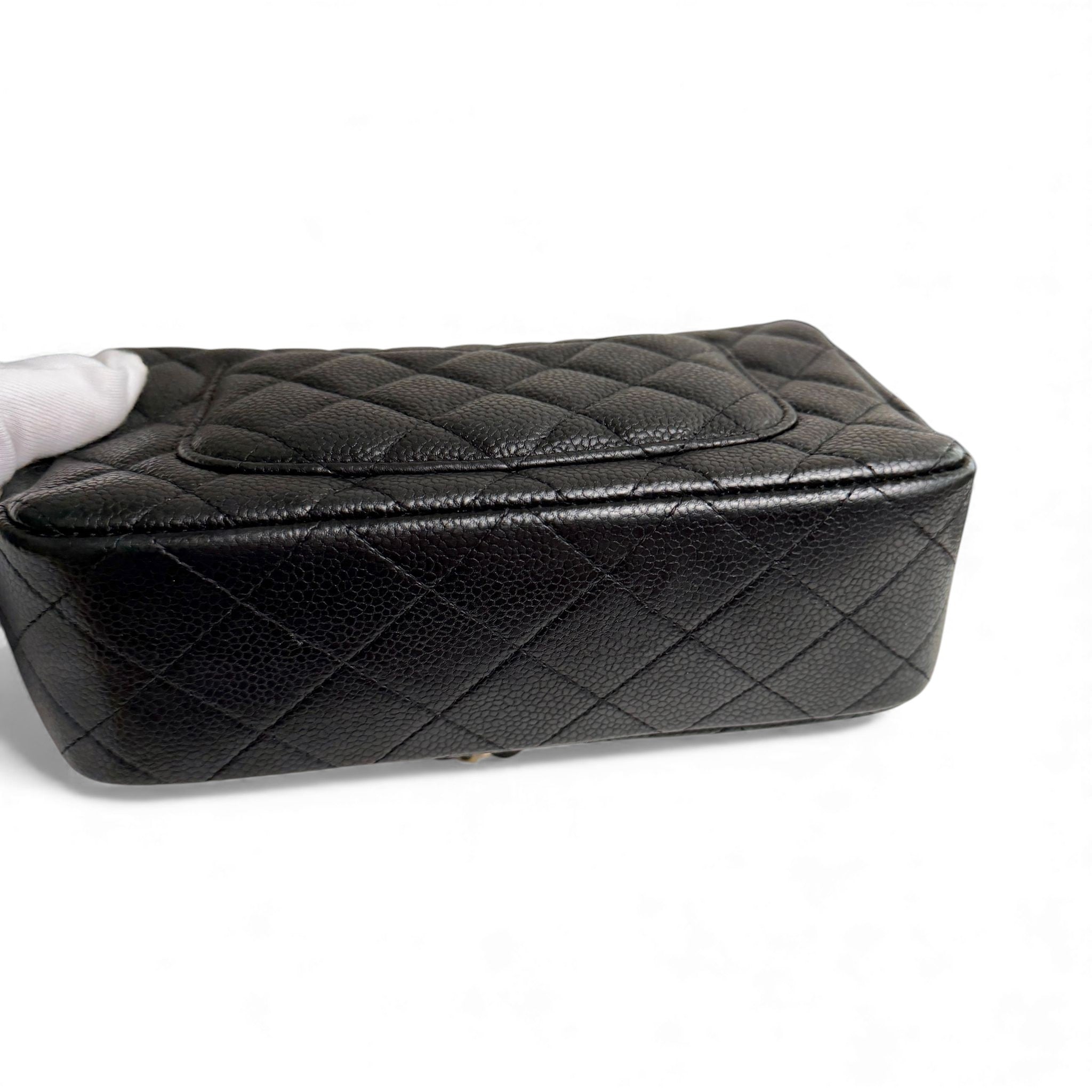 Chanel Classic Mini Black Caviar, Gold-tone Hardware