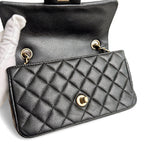 将图片加载到图库查看器，Chanel Classic Mini Black Caviar, Gold-tone Hardware
