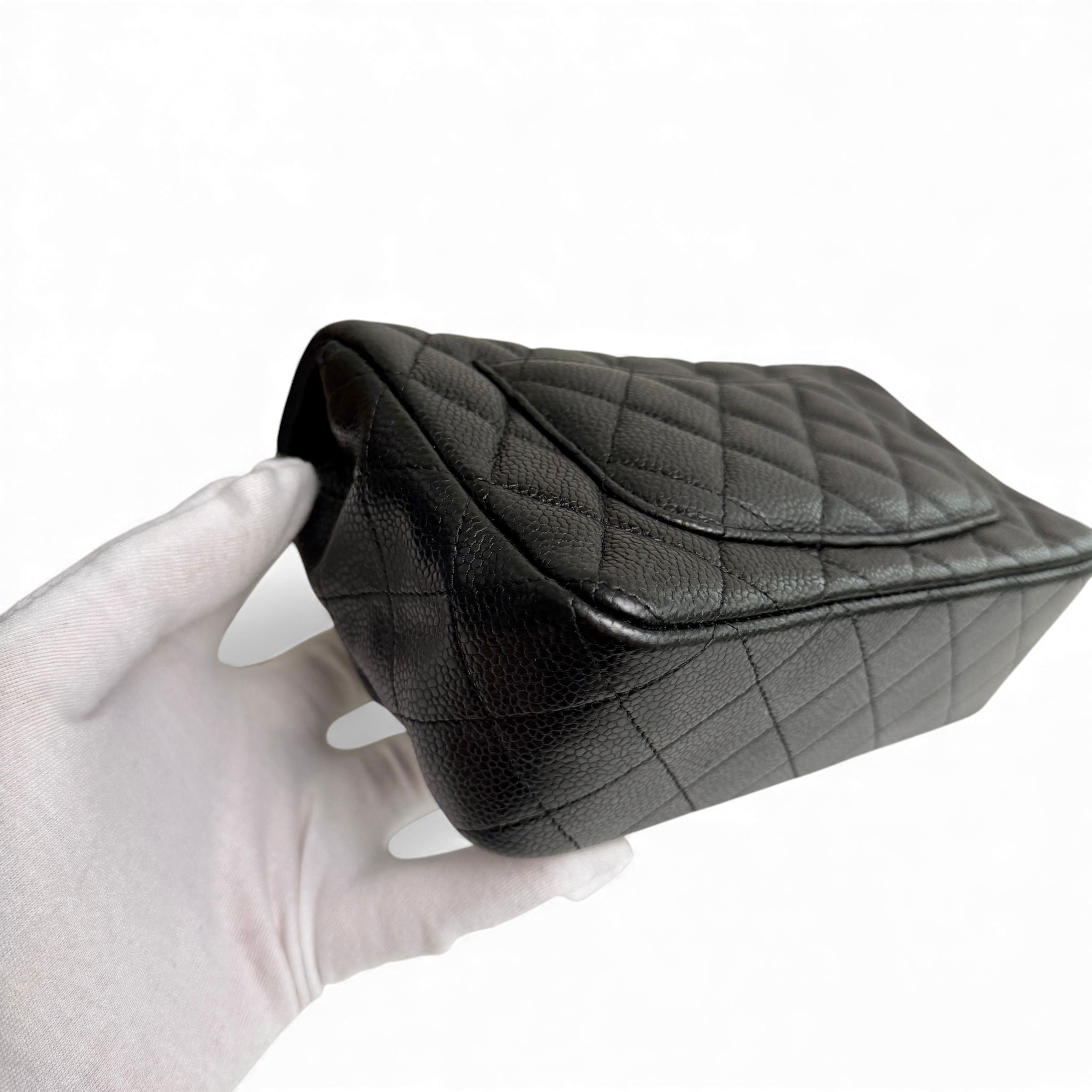 Chanel Classic Mini Black Caviar, Gold-tone Hardware