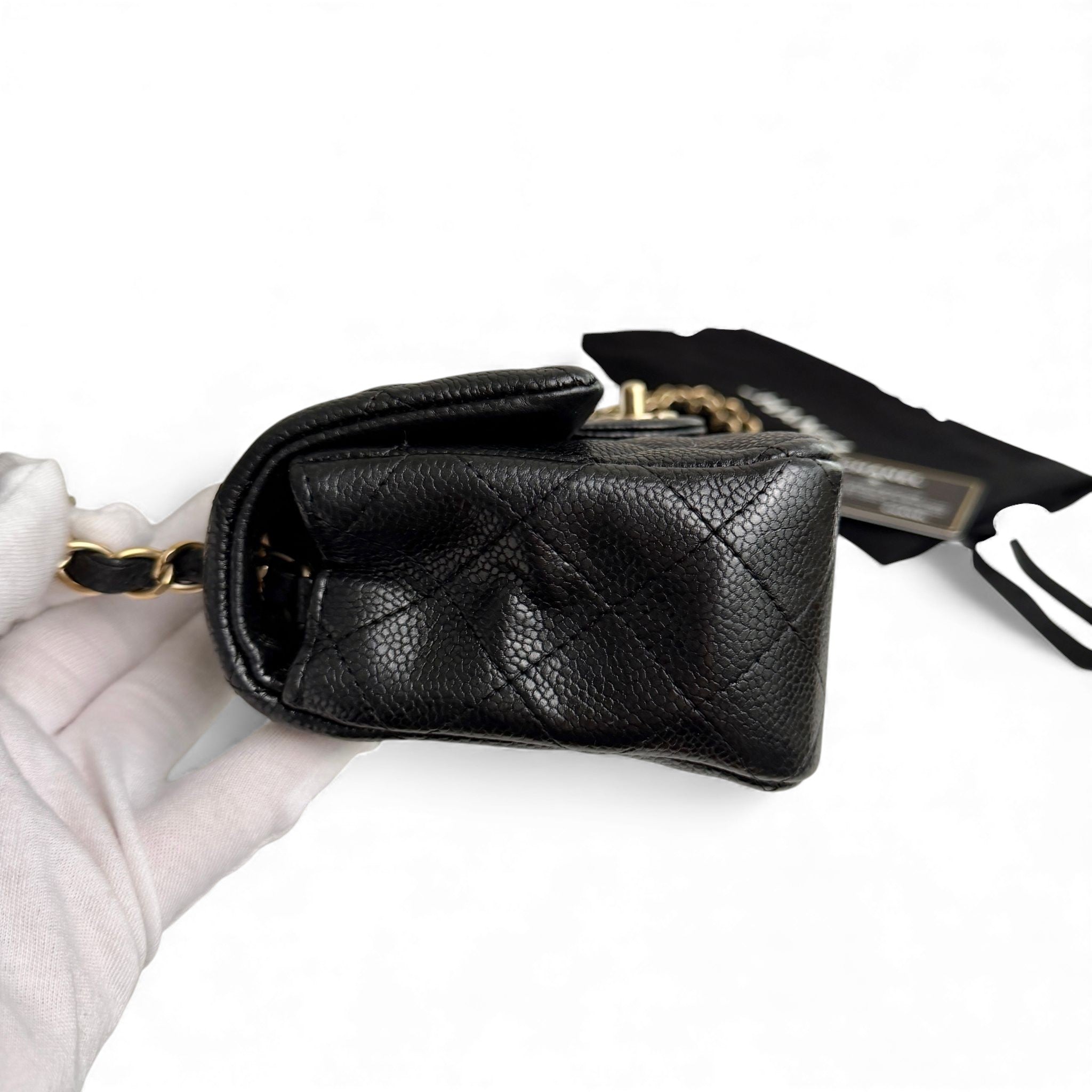 Chanel Classic Mini Black Caviar, Gold-tone Hardware