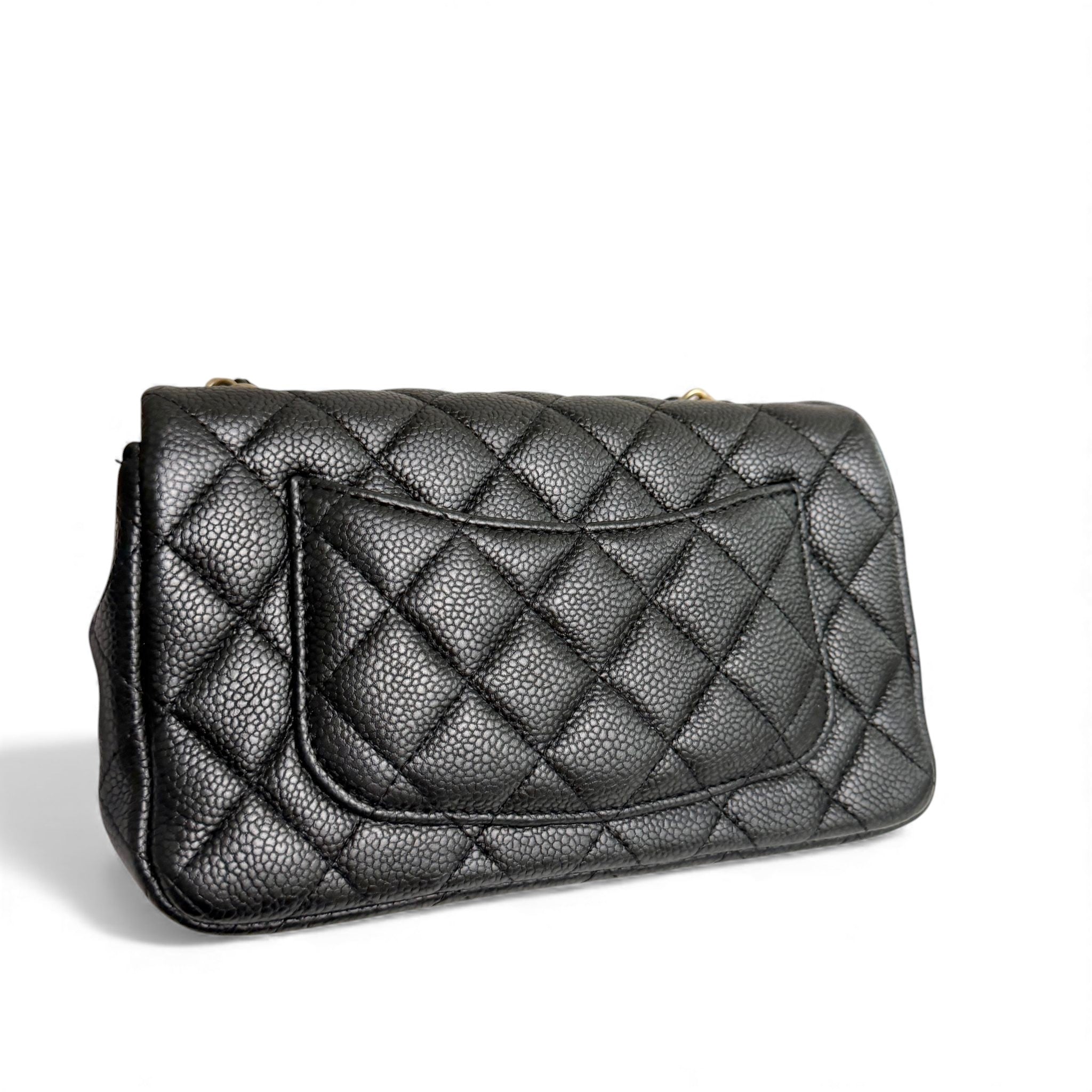 Chanel Classic Mini Black Caviar, Gold-tone Hardware