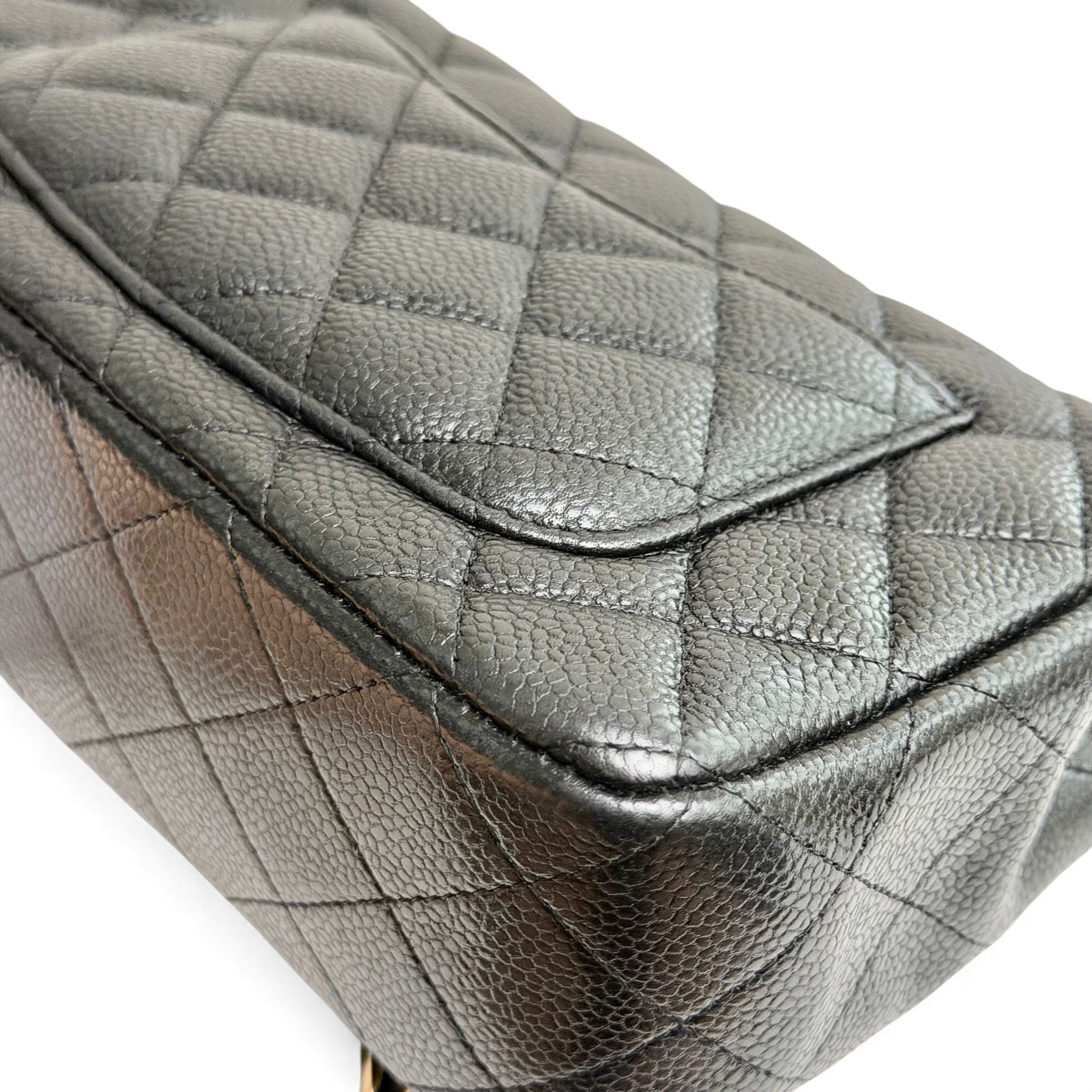 Chanel Classic Mini Black Caviar, Gold-tone Hardware