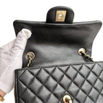 将图片加载到图库查看器，Chanel Classic Mini Black Caviar, Gold-tone Hardware
