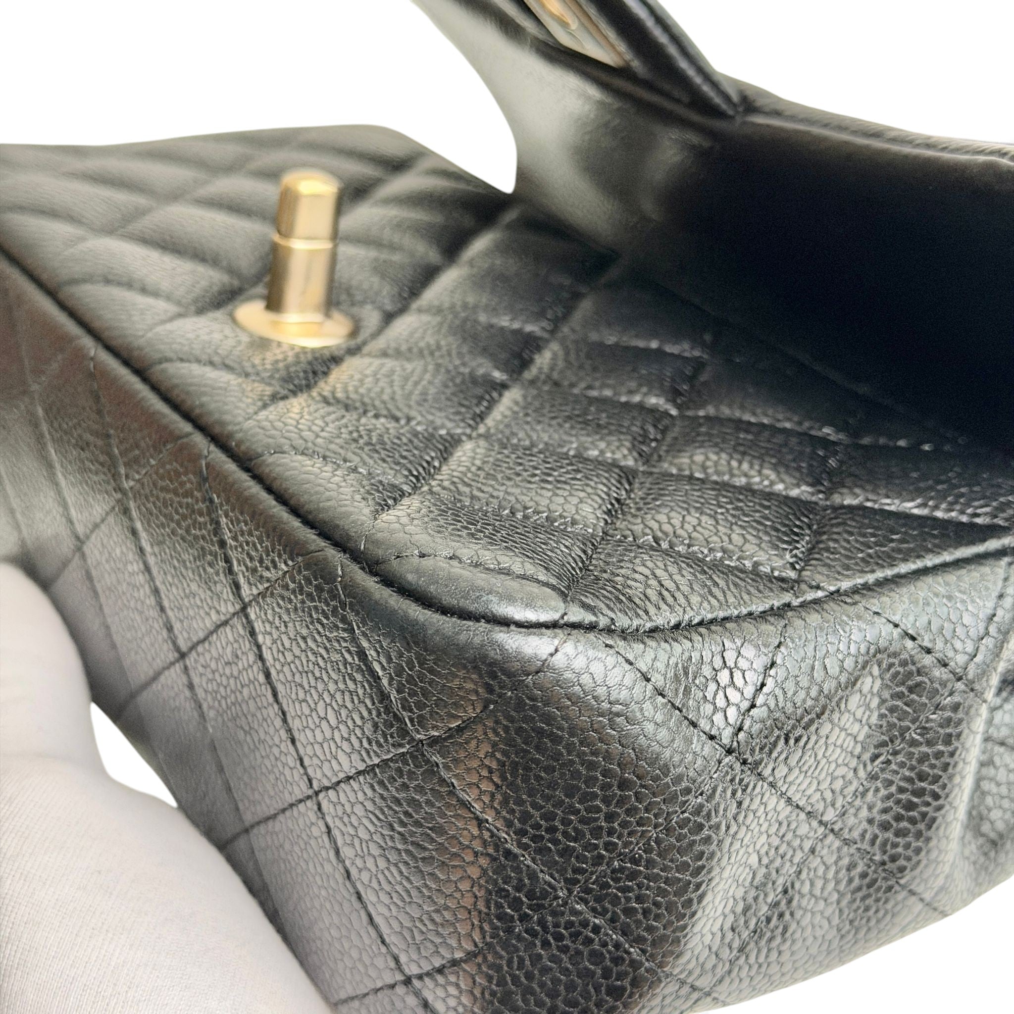 Chanel Classic Mini Black Caviar, Gold-tone Hardware