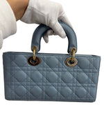 将图片加载到图库查看器，Christian Dior Lady D-Joy Medium Cloud Blue Lambskin Cannage Gold-tone Hardware
