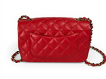 Load image into Gallery viewer, Chanel Classic Mini Rectangle Red-Pink Lambskin Gold-tone Hardware
