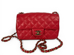 Load image into Gallery viewer, Chanel Classic Mini Rectangle Red-Pink Lambskin Gold-tone Hardware
