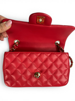 Load image into Gallery viewer, Chanel Classic Mini Rectangle Red-Pink Lambskin Gold-tone Hardware
