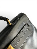 Load image into Gallery viewer, Hermès Vintage Kelly 28 Noir/Black Box Leather, 24kt-plated Gold Hardware
