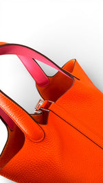 Load image into Gallery viewer, Hermès Picotin Lock 18 Mini – Orange H/Pink Clemence Leather, Palladium Hardware
