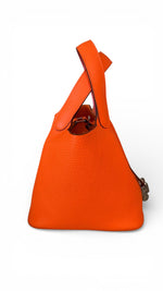 Load image into Gallery viewer, Hermès Picotin Lock 18 Mini – Orange H/Pink Clemence Leather, Palladium Hardware
