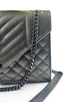 Load image into Gallery viewer, Saint Laurent Envelope Flap Bag Medium – Triquilt Black Grained Calfskin Black Hardware
