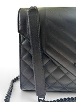 Load image into Gallery viewer, Saint Laurent Envelope Flap Bag Medium – Triquilt Black Grained Calfskin Black Hardware

