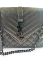 Load image into Gallery viewer, Saint Laurent Envelope Flap Bag Medium – Triquilt Black Grained Calfskin Black Hardware
