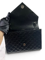 Load image into Gallery viewer, Saint Laurent Envelope Flap Bag Medium – Triquilt Black Grained Calfskin Black Hardware

