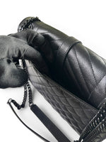 Load image into Gallery viewer, Saint Laurent Envelope Flap Bag Medium – Triquilt Black Grained Calfskin Black Hardware

