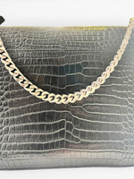 Load image into Gallery viewer, Saint Laurent Sunset Medium – Black Croc-Embossed Leather Silver-tone Hardware
