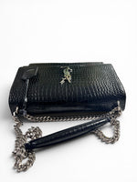 Load image into Gallery viewer, Saint Laurent Sunset Medium – Black Croc-Embossed Leather Silver-tone Hardware
