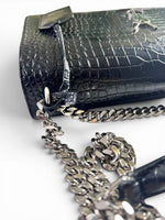 Load image into Gallery viewer, Saint Laurent Sunset Medium – Black Croc-Embossed Leather Silver-tone Hardware

