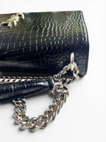 Load image into Gallery viewer, Saint Laurent Sunset Medium – Black Croc-Embossed Leather Silver-tone Hardware
