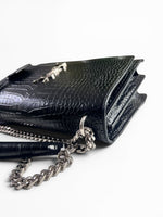 Load image into Gallery viewer, Saint Laurent Sunset Medium – Black Croc-Embossed Leather Silver-tone Hardware
