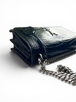 Load image into Gallery viewer, Saint Laurent Sunset Medium – Black Croc-Embossed Leather Silver-tone Hardware
