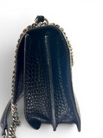 Load image into Gallery viewer, Saint Laurent Sunset Medium – Black Croc-Embossed Leather Silver-tone Hardware
