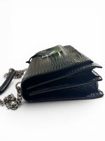 Load image into Gallery viewer, Saint Laurent Sunset Medium – Black Croc-Embossed Leather Silver-tone Hardware

