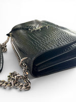 Load image into Gallery viewer, Saint Laurent Sunset Medium – Black Croc-Embossed Leather Silver-tone Hardware
