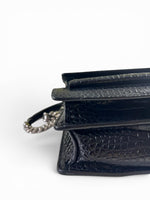 Load image into Gallery viewer, Saint Laurent Sunset Medium – Black Croc-Embossed Leather Silver-tone Hardware
