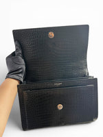 Load image into Gallery viewer, Saint Laurent Sunset Medium – Black Croc-Embossed Leather Silver-tone Hardware
