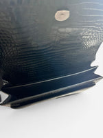 Load image into Gallery viewer, Saint Laurent Sunset Medium – Black Croc-Embossed Leather Silver-tone Hardware
