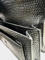 Load image into Gallery viewer, Saint Laurent Sunset Medium – Black Croc-Embossed Leather Silver-tone Hardware

