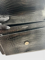 Load image into Gallery viewer, Saint Laurent Sunset Medium – Black Croc-Embossed Leather Silver-tone Hardware
