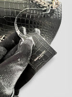 Load image into Gallery viewer, Saint Laurent Sunset Medium – Black Croc-Embossed Leather Silver-tone Hardware

