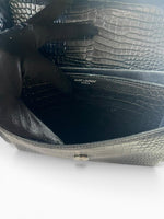 Load image into Gallery viewer, Saint Laurent Sunset Medium – Black Croc-Embossed Leather Silver-tone Hardware
