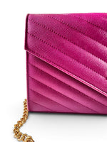 Load image into Gallery viewer, Saint Laurent Envelope Wallet on Chain – Purple Chevron Grain de Poudre Leather, Gold-tone Hardware
