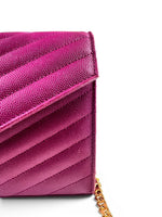 Load image into Gallery viewer, Saint Laurent Envelope Wallet on Chain – Purple Chevron Grain de Poudre Leather, Gold-tone Hardware
