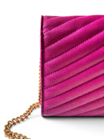 Load image into Gallery viewer, Saint Laurent Envelope Wallet on Chain – Purple Chevron Grain de Poudre Leather, Gold-tone Hardware

