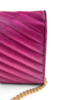 Load image into Gallery viewer, Saint Laurent Envelope Wallet on Chain – Purple Chevron Grain de Poudre Leather, Gold-tone Hardware
