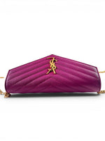 Load image into Gallery viewer, Saint Laurent Envelope Wallet on Chain – Purple Chevron Grain de Poudre Leather, Gold-tone Hardware

