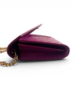 Load image into Gallery viewer, Saint Laurent Envelope Wallet on Chain – Purple Chevron Grain de Poudre Leather, Gold-tone Hardware
