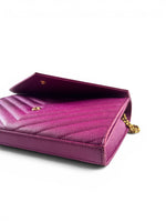 Load image into Gallery viewer, Saint Laurent Envelope Wallet on Chain – Purple Chevron Grain de Poudre Leather, Gold-tone Hardware
