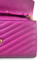 Load image into Gallery viewer, Saint Laurent Envelope Wallet on Chain – Purple Chevron Grain de Poudre Leather, Gold-tone Hardware
