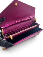 Load image into Gallery viewer, Saint Laurent Envelope Wallet on Chain – Purple Chevron Grain de Poudre Leather, Gold-tone Hardware
