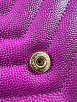 Load image into Gallery viewer, Saint Laurent Envelope Wallet on Chain – Purple Chevron Grain de Poudre Leather, Gold-tone Hardware
