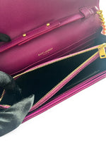 Load image into Gallery viewer, Saint Laurent Envelope Wallet on Chain – Purple Chevron Grain de Poudre Leather, Gold-tone Hardware
